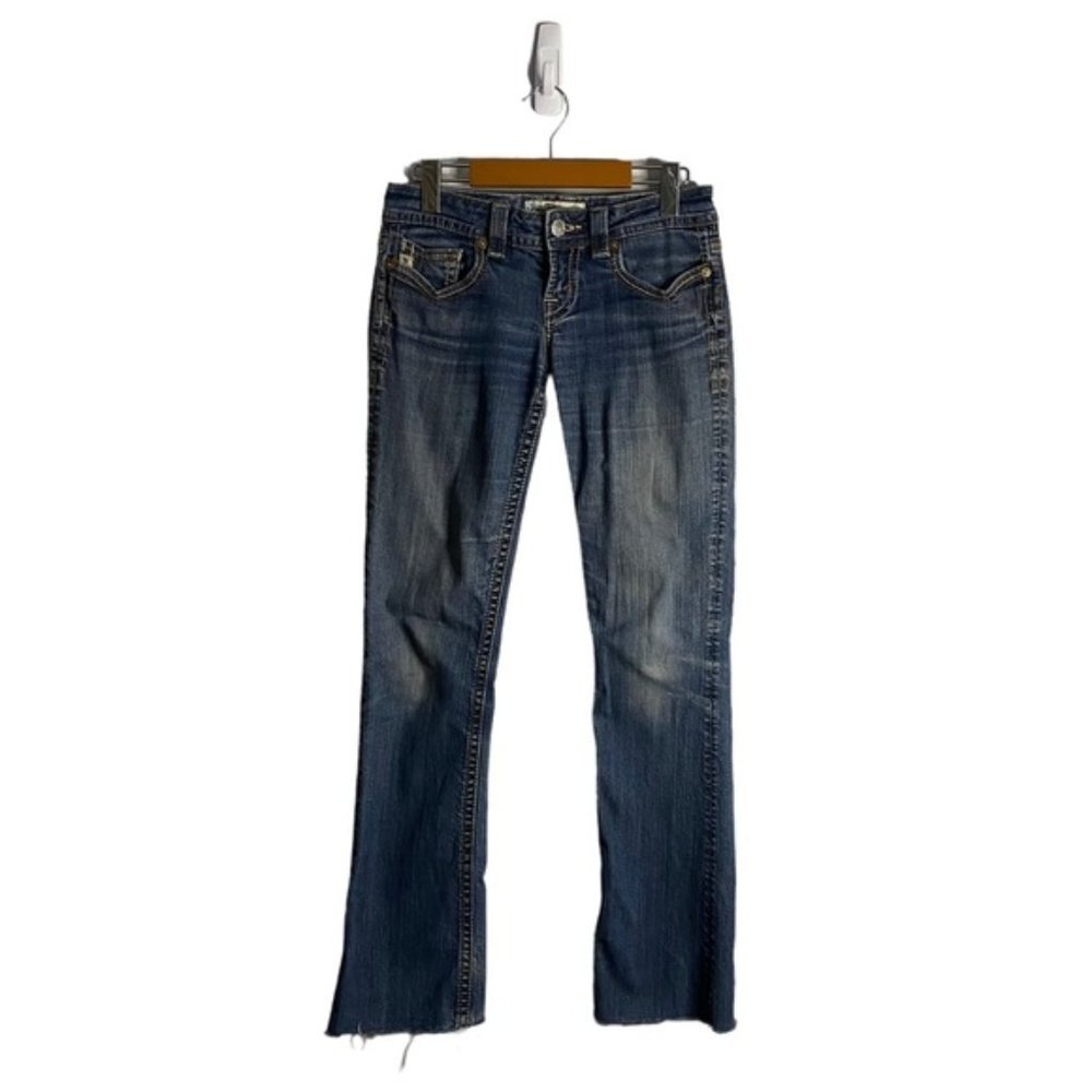 Mek Denim Women's Darwin Low Rise Frayed Hem Denim Jeans